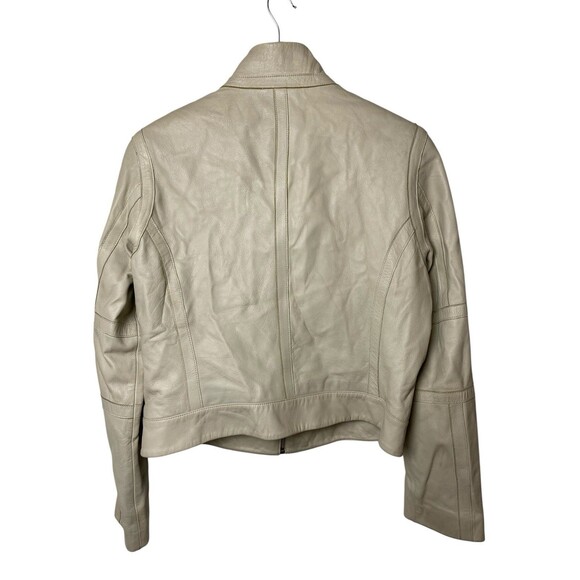 Wilsons Pelle Studio Genuine Leather Jacket Women Sz L Cream Moto Soft Lined VTG - Picture 5 of 12